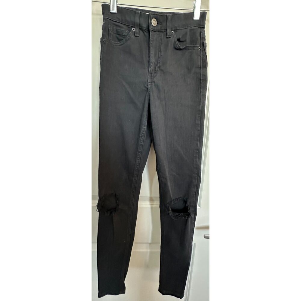 Topshop Black Skinny Jeans with Knee Holes Women's Sz 25